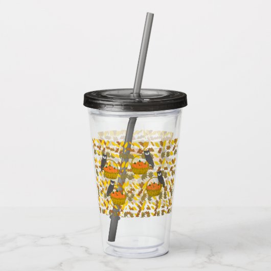 Autumn Pumpkin Pattern Reusable Acrylic Tumbler Acryl Drinkbeker (Achterkant)