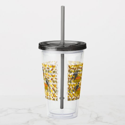 Autumn Pumpkin Pattern Reusable Acrylic Tumbler Acryl Drinkbeker (Rechts)