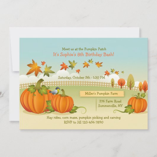 Autumn Pumpkin Picking Invitation Kaart (Voorkant)