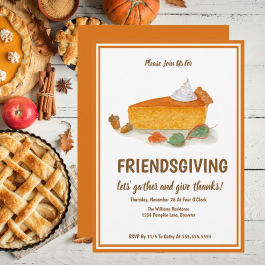 Autumn Pumpkin Pie Friendsgiving Thanksgiving Kaart