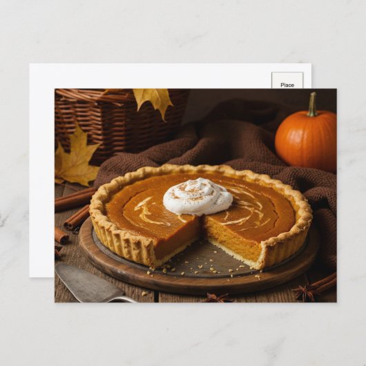Autumn Pumpkin Pie Postcard Feestdagenkaart (Voorkant / Achterkant)