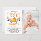 Autumn Pumpkin Pink Floral 1 september Foto Kaart (Voorkant)