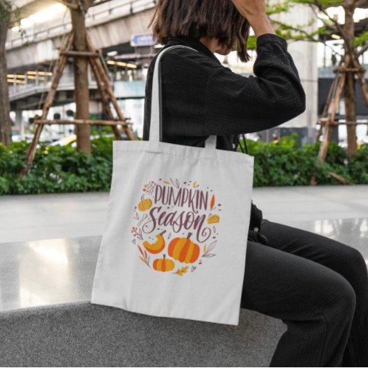 Autumn Pumpkin Season Quote Canvas tas