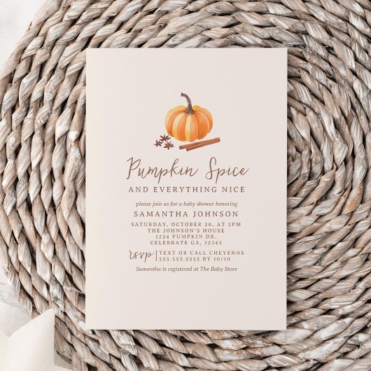 Autumn Pumpkin Spice Baby shower Invitation Kaart