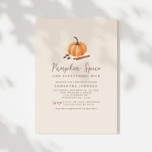 Autumn Pumpkin Spice Baby shower Invitation Kaart