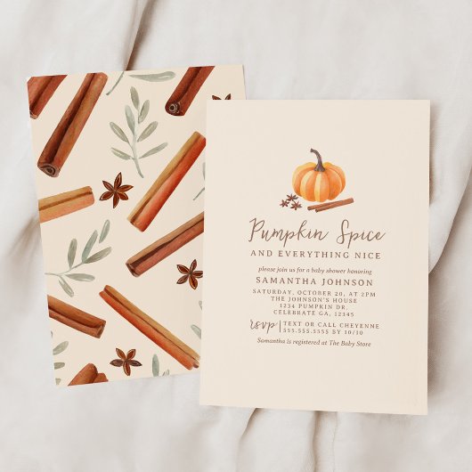Autumn Pumpkin Spice Baby shower Invitation Kaart