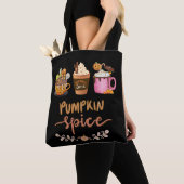 Autumn Pumpkin Spice Coffee Halloween Canvas tas (Dichtbij)