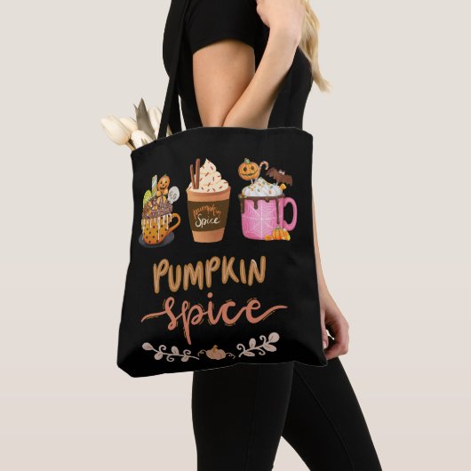 Autumn Pumpkin Spice Coffee Halloween Canvas tas (Dichtbij)