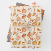 Autumn Pumpkin Spice en Leaves Inpakpapier Vel (In situ)