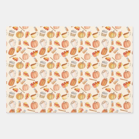 Autumn Pumpkin Spice en Leaves Inpakpapier Vel (Voorkant)