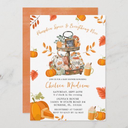 Autumn Pumpkin Spice Herfst Baby shower Kaart (Voorkant / Achterkant)