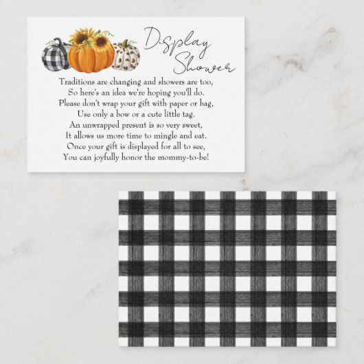 Autumn Pumpkin Sunflower Baby Display Shower Informatiekaartje (Voorkant / Achterkant)