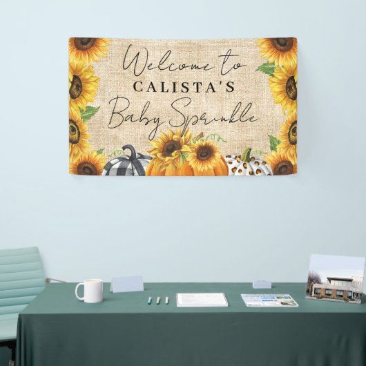 Autumn Pumpkin Sunflower Baby Sprinkle Welkom Spandoek (Beurs)