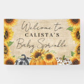 Autumn Pumpkin Sunflower Baby Sprinkle Welkom Spandoek (Horizontaal)