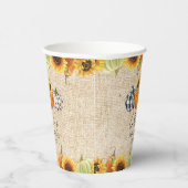 Autumn Pumpkin Sunflower Burlap Baby Sprinkle Papieren Bekers (Rechts)