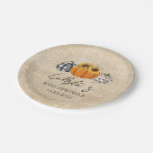 Autumn Pumpkin Sunflower Burlap Baby Sprinkle Papieren Bordje (Gekanteld)