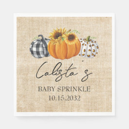 Autumn Pumpkin Sunflower Burlap Baby Sprinkle Servet
