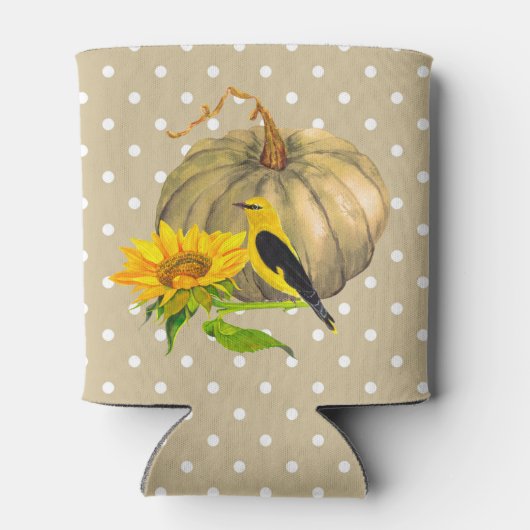 Autumn Pumpkin Sunflower en Finch Blikjeskoeler (Achterkant)