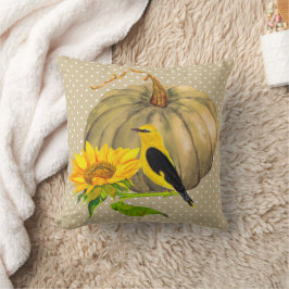 Autumn Pumpkin Sunflower en Finch Kussen
