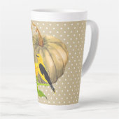 Autumn Pumpkin Sunflower en Finch Latte Mok (Rechterhoek)