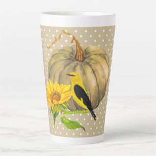 Autumn Pumpkin Sunflower en Finch Latte Mok