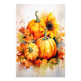 Autumn Pumpkin & Sunflower Foto Afdruk