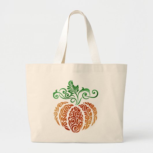 Autumn Pumpkin Swirl Grote Tote Bag (Voorkant)