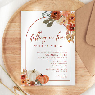 Autumn Pumpkin Terracotta Baby shower Invitation Save The Date