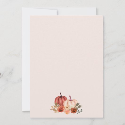 Autumn Pumpkin Terracotta Baby shower Invitation Save The Date (Achterkant)