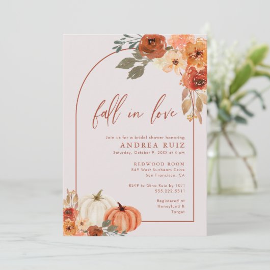 Autumn Pumpkin Terracotta Bridal Shower Save The Date (Staand voorkant)