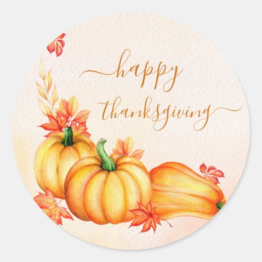 Autumn Pumpkin | THANKSGIVING Ronde Sticker (Voorkant)