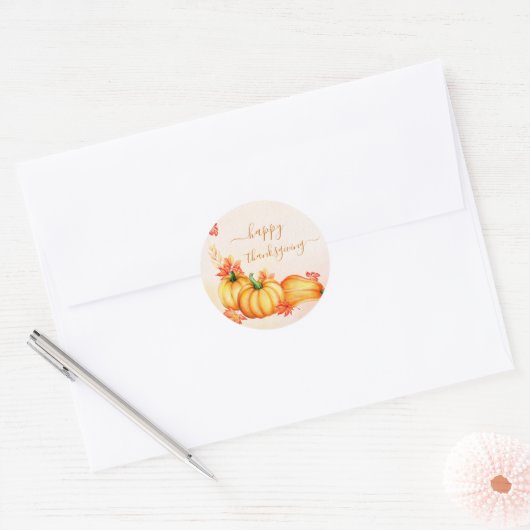 Autumn Pumpkin | THANKSGIVING Ronde Sticker (Envelop)