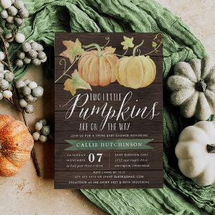 Autumn Pumpkin Twins Baby shower Kaart