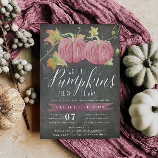 Autumn Pumpkin | Twins Baby shower Kaart