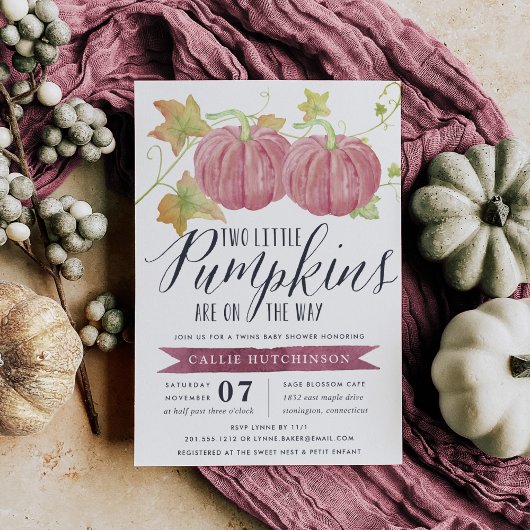 Autumn Pumpkin | Twins Baby shower Kaart