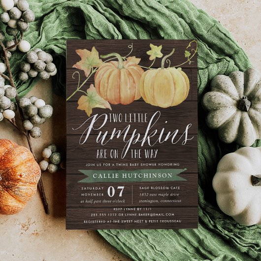 Autumn Pumpkin | Twins Baby shower Kaart