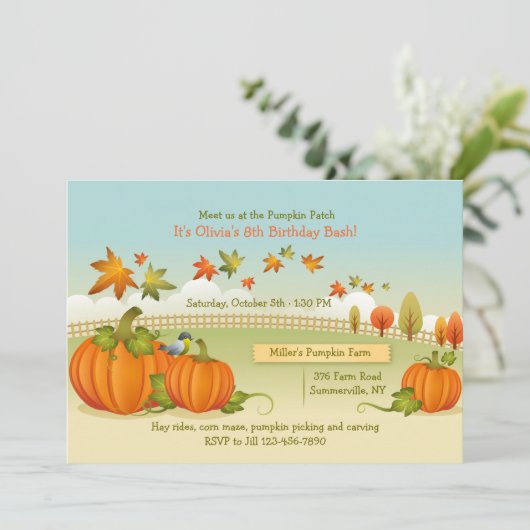 Autumn Pumpkin Uitnodiging (Staand voorkant)