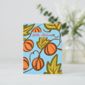 Autumn Pumpkin Vines Hand getekend ontwerp Briefkaart (Staand voorkant)