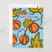 Autumn Pumpkin Vines Hand getekend ontwerp Briefkaart (Voorkant / Achterkant)