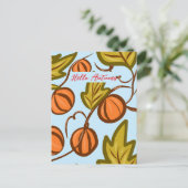 Autumn Pumpkin Vines Hand getekend ontwerp Briefkaart (Staand voorkant)