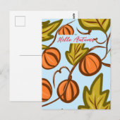 Autumn Pumpkin Vines Hand getekend ontwerp Briefkaart (Voorkant / Achterkant)
