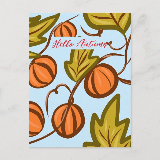 Autumn Pumpkin Vines Hand getekend ontwerp Briefkaart (Voorkant)