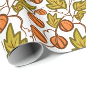 Autumn Pumpkin Vines Hand getekend ontwerp Cadeaupapier (Rol Hoek)