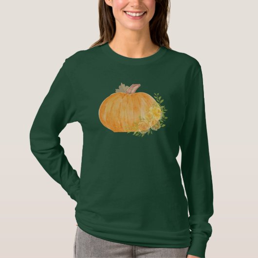 Autumn Pumpkin Waterverf Art T-shirt (Voorkant)