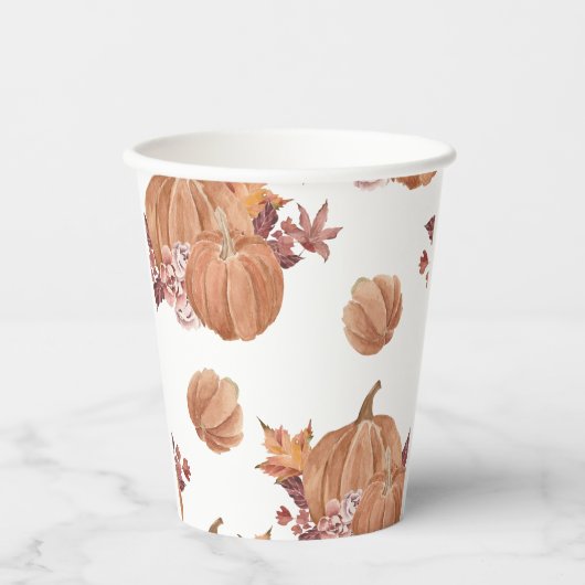 Autumn Pumpkin Waterverf Papieren Bekers (Voorkant)