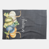 Autumn Pumpkin Waterverf Rustic Chalkboard Theedoek (Horizontaal)