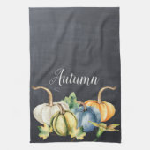 Autumn Pumpkin Waterverf Rustic Chalkboard Theedoek (Verticaal)