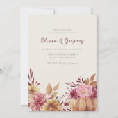 Autumn Pumpkin & Wildbloemen Herfst Engagement Par Kaart (Voorkant)