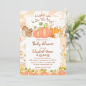 Autumn Pumpkin Woodland Baby Shower Invitations Kaart (Staand voorkant)
