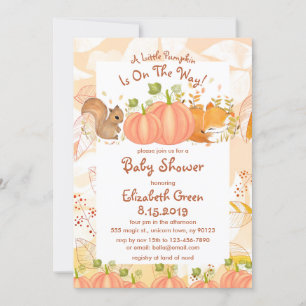 Autumn Pumpkin Woodland Baby Shower Invitations Kaart
